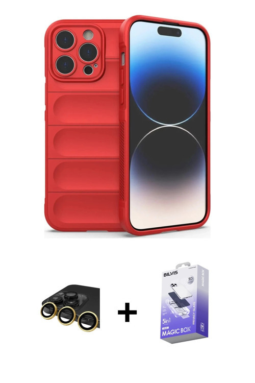 ieg™ iPhone 13 Pro Max Kılıf Atlas Koleksiyonu - Siyah Bilvis 5in1 5D Magic Hayalet Cam Ekran Koruyu