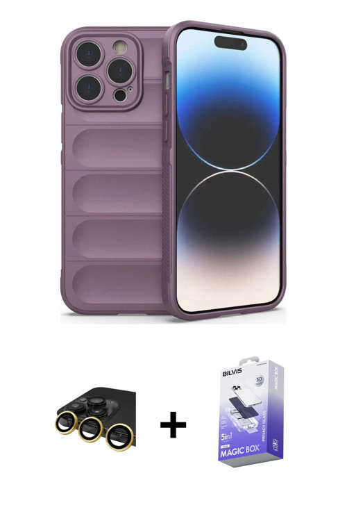 ieg™ iPhone 13 Pro Max Kılıf Atlas Koleksiyonu - Siyah Bilvis 5in1 5D Magic Hayalet Cam Ekran Koruyu
