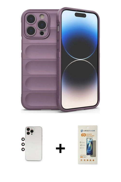 ieg™ iPhone 13 Pro Max Kılıf Atlas Koleksiyonu - Siyah 6D Mat Seramik Hayalet Nano Ekran Koruyucu +