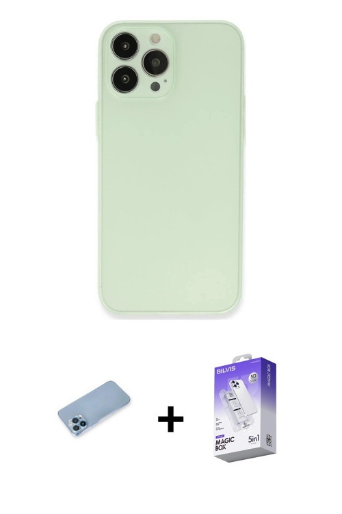 ieg™ iPhone 13 Pro Max Kılıf Atlas Minimal Prime - Siyah Bilvis 5in1 3D Magic Cam Ekran Koruyucu + M