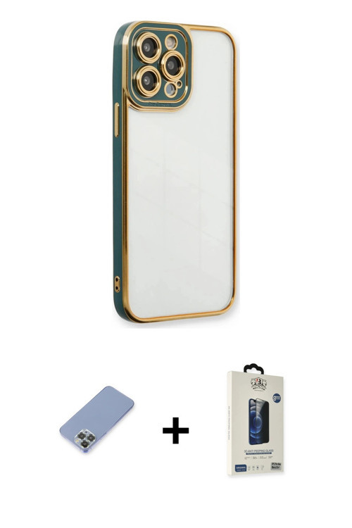 ieg™ iPhone 13 Pro Max Kılıf Çekirdek Klasik Serisi - Siyah Bilvis Hayalet Cam Ekran Koruyucu + Koyu
