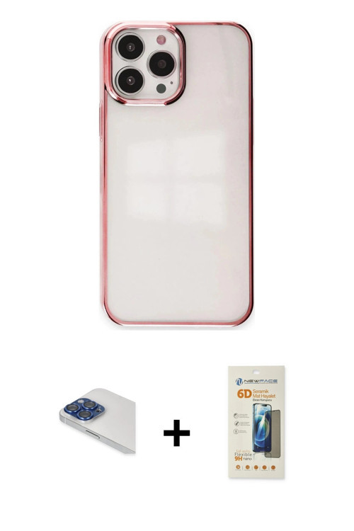 ieg™ iPhone 13 Pro Max Kılıf Doruk Doku Prime - Siyah 6D Mat Seramik Hayalet Nano Ekran Koruyucu + L