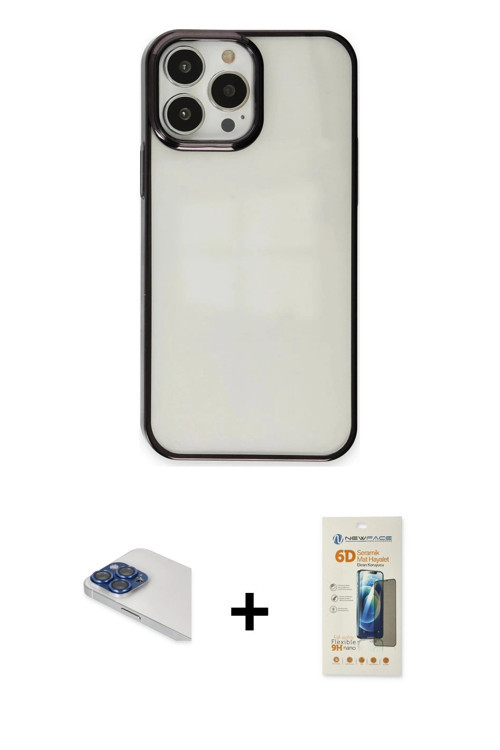 ieg™ iPhone 13 Pro Max Kılıf Doruk Doku Prime - Siyah 6D Mat Seramik Hayalet Nano Ekran Koruyucu + L