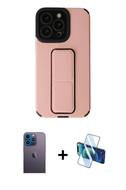 ieg™ iPhone 13 Pro Max Kılıf Çekirdek Yansıma - Siyah 3D Antistatik Cam Ekran Koruyucu + Mavi Neon F
