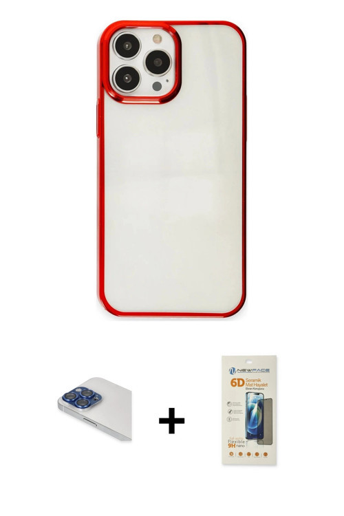 ieg™ iPhone 13 Pro Max Kılıf Doruk Doku Prime - Siyah 6D Mat Seramik Hayalet Nano Ekran Koruyucu + L