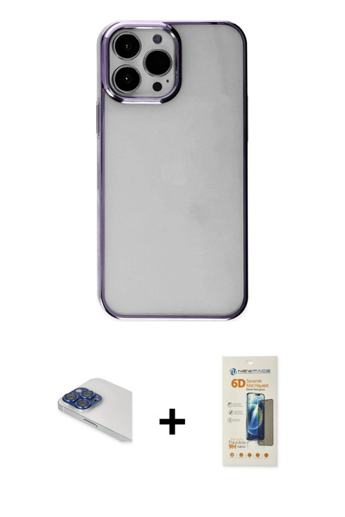 ieg™ iPhone 13 Pro Max Kılıf Doruk Doku Prime - Siyah 6D Mat Seramik Hayalet Nano Ekran Koruyucu + L