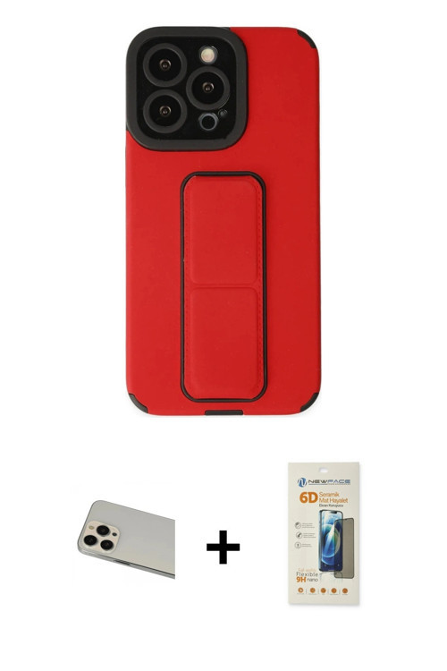 ieg™ iPhone 13 Pro Max Kılıf Çekirdek Yansıma - Siyah 6D Mat Seramik Hayalet Nano Ekran Koruyucu + R