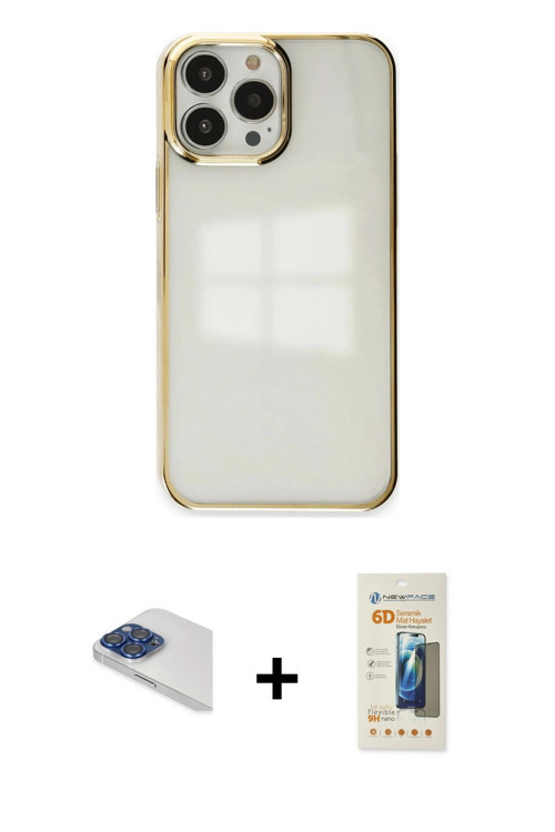 ieg™ iPhone 13 Pro Max Kılıf Doruk Doku Prime - Siyah 6D Mat Seramik Hayalet Nano Ekran Koruyucu + L