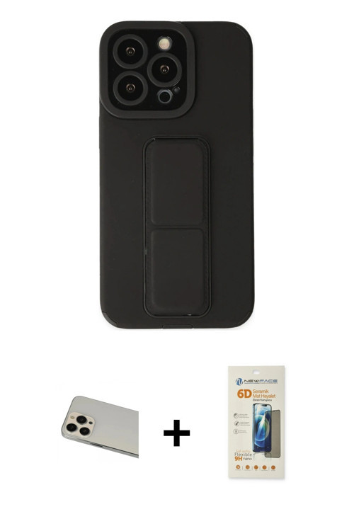 ieg™ iPhone 13 Pro Max Kılıf Çekirdek Yansıma - Siyah 6D Mat Seramik Hayalet Nano Ekran Koruyucu + R