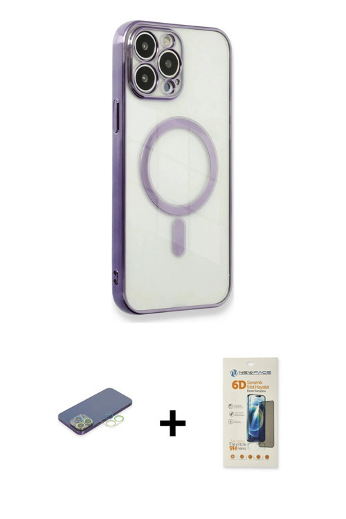 ieg™ iPhone 13 Pro Max Kılıf Doruk Minimal - Siyah 6D Mat Seramik Hayalet Nano Ekran Koruyucu + Yeşi