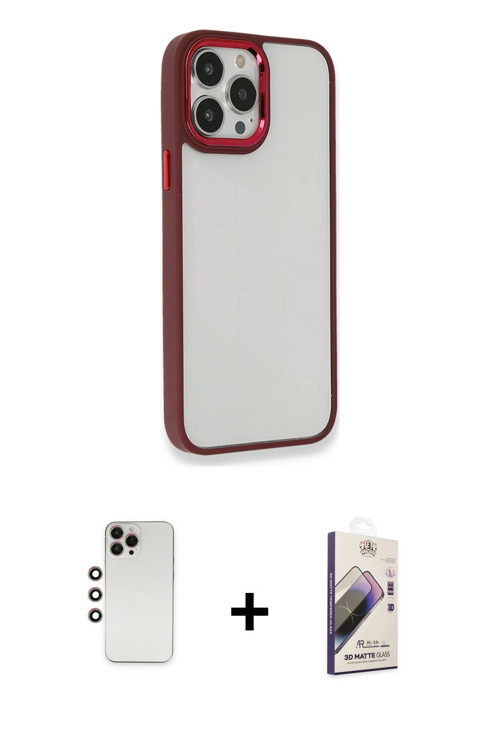 ieg™ iPhone 13 Pro Max Kılıf Eksen Doku Prime - Siyah Bilvis 3D Mat Cam Ekran Koruyucu + Gökkuşağı S