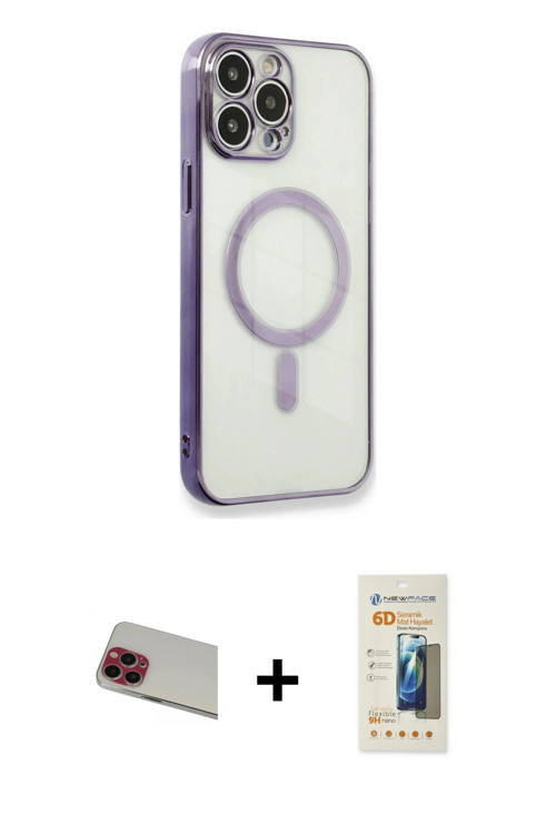 ieg™ iPhone 13 Pro Max Kılıf Doruk Minimal - Siyah 6D Mat Seramik Hayalet Nano Ekran Koruyucu + Kırm