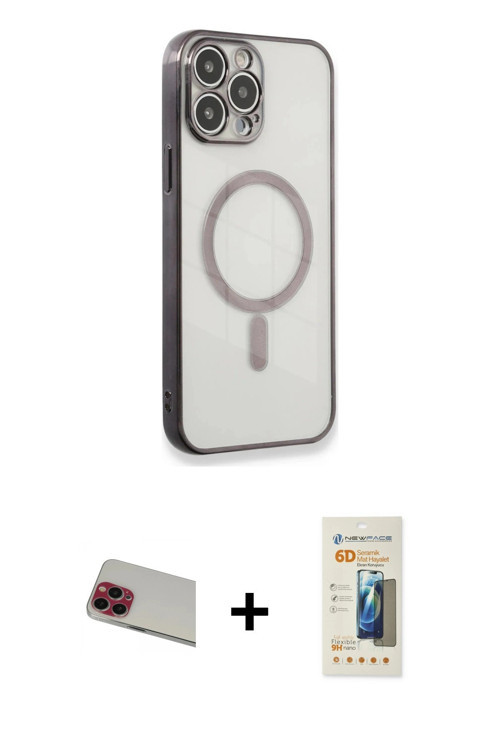 ieg™ iPhone 13 Pro Max Kılıf Doruk Minimal - Siyah 6D Mat Seramik Hayalet Nano Ekran Koruyucu + Kırm