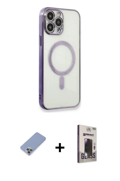 ieg™ iPhone 13 Pro Max Kılıf Doruk Minimal - Siyah Bilvis Hayalet Cam Ekran Koruyucu + Koyu Yeşil Me