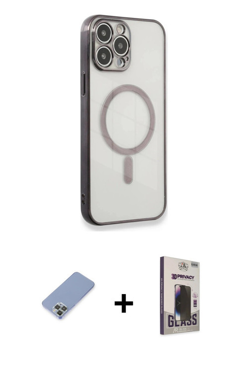 ieg™ iPhone 13 Pro Max Kılıf Doruk Minimal - Siyah Bilvis Hayalet Cam Ekran Koruyucu + Koyu Yeşil Me