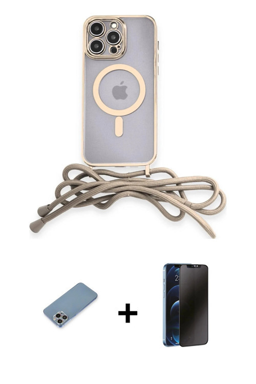 ieg™ iPhone 13 Pro Max Kılıf Eksen Özel Seri - Siyah 3D Antistatik Hayalet Cam Ekran Koruyucu + Gökk
