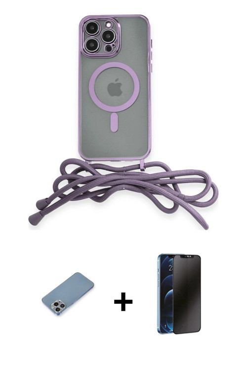 ieg™ iPhone 13 Pro Max Kılıf Eksen Özel Seri - Siyah 3D Antistatik Hayalet Cam Ekran Koruyucu + Gökk