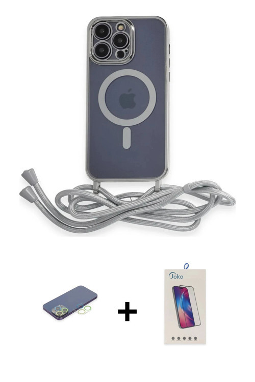ieg™ iPhone 13 Pro Max Kılıf Eksen Özel Seri - Siyah Joko 5D Cam + Yeşil Renkli Kamera Lens Koruma C