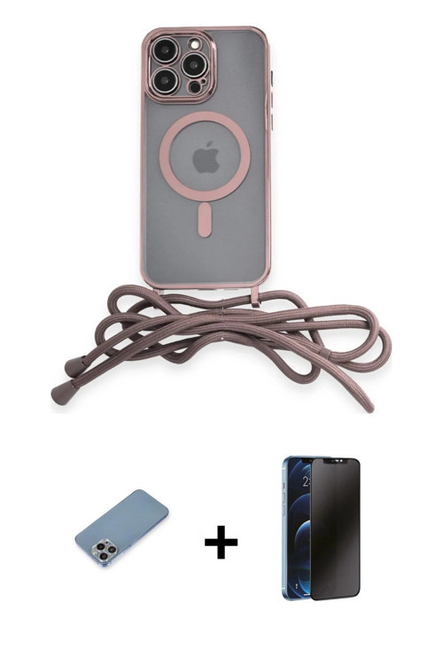 ieg™ iPhone 13 Pro Max Kılıf Eksen Özel Seri - Siyah 3D Antistatik Hayalet Cam Ekran Koruyucu + Gökk