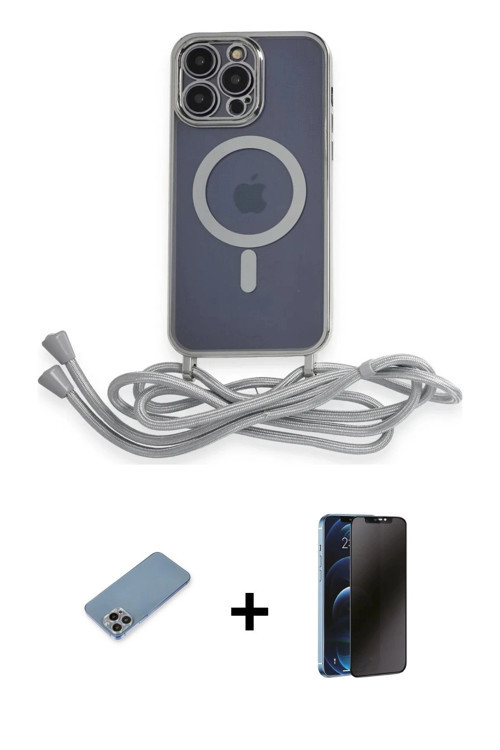 ieg™ iPhone 13 Pro Max Kılıf Eksen Özel Seri - Siyah 3D Antistatik Hayalet Cam Ekran Koruyucu + Gökk