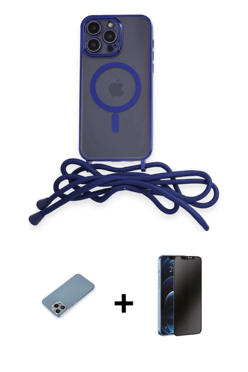 ieg™ iPhone 13 Pro Max Kılıf Eksen Özel Seri - Siyah 3D Antistatik Hayalet Cam Ekran Koruyucu + Gökk