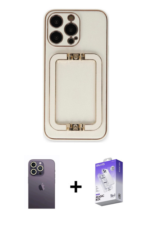 ieg™ iPhone 13 Pro Max Kılıf Kozmos Minimal Prime - Siyah Bilvis 5in1 3D Magic Cam Ekran Koruyucu +