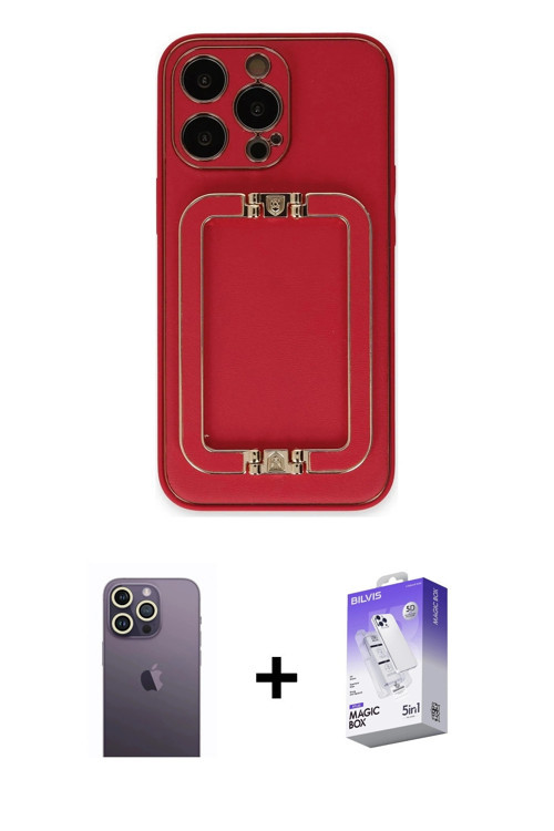 ieg™ iPhone 13 Pro Max Kılıf Kozmos Minimal Prime - Siyah Bilvis 5in1 3D Magic Cam Ekran Koruyucu +