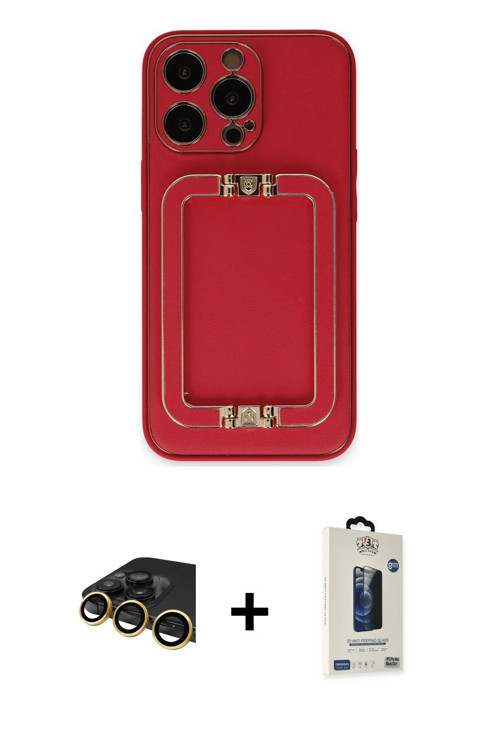 ieg™ iPhone 13 Pro Max Kılıf Kozmos Minimal Prime - Siyah Bilvis Hayalet Cam Ekran Koruyucu + Gold R