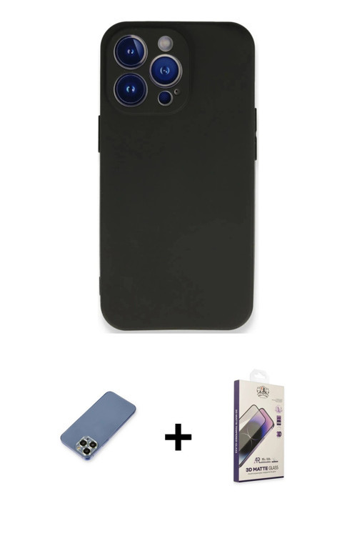 ieg™ iPhone 13 Pro Max Kılıf Kozmos Yansıma Özel Seri - Siyah Bilvis 3D Mat Cam Ekran Koruyucu + Açı
