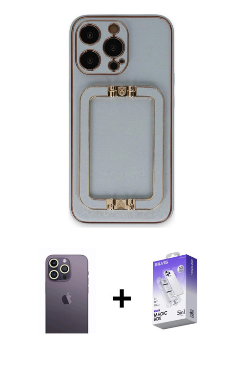 ieg™ iPhone 13 Pro Max Kılıf Kozmos Minimal Prime - Siyah Bilvis 5in1 3D Magic Cam Ekran Koruyucu +