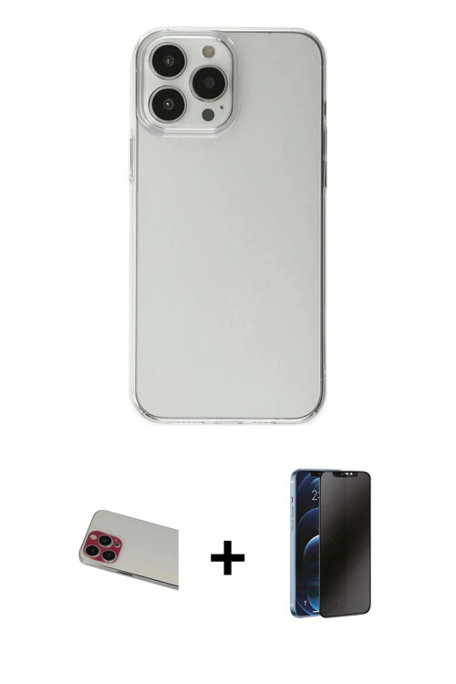 iPhone 13 Pro Max Kılıf Kutup Doku Koleksiyonu - Siyah 3D Antistatik Hayalet Cam Ekran Koruyucu