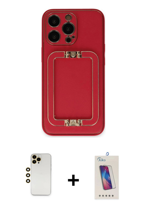 ieg™ iPhone 13 Pro Max Kılıf Kozmos Minimal Prime - Siyah Joko 5D Cam + Gold Shine Kamera Lens