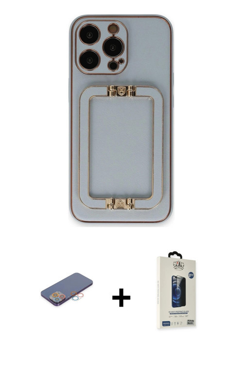 ieg™ iPhone 13 Pro Max Kılıf Kozmos Minimal Prime - Siyah Bilvis Hayalet Cam Ekran Koruyucu + Pembe