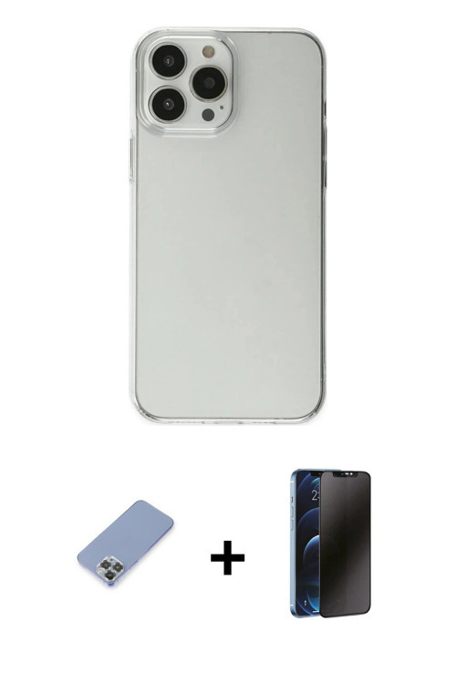 iPhone 13 Pro Max Kılıf Kutup Doku Koleksiyonu - Siyah 3D Antistatik Hayalet Cam Ekran Koruyucu