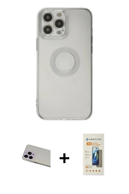 ieg™ iPhone 13 Pro Max Kılıf Kutup Klasik - Siyah 6D Mat Seramik Hayalet Nano Ekran Koruyucu + Mor R