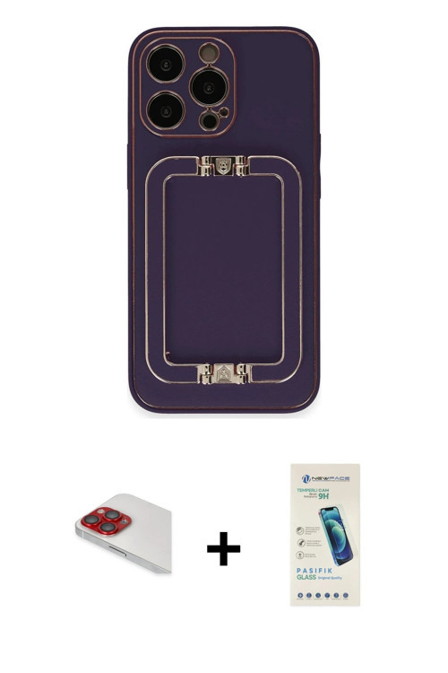 ieg™ iPhone 13 Pro Max Kılıf Kozmos Minimal Prime - Şeffaf Pasifik Cam Ekran Koruyucu + Kırmızı Pers
