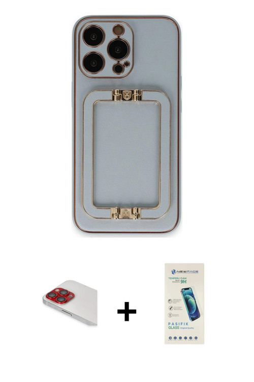ieg™ iPhone 13 Pro Max Kılıf Kozmos Minimal Prime - Şeffaf Pasifik Cam Ekran Koruyucu + Kırmızı Pers