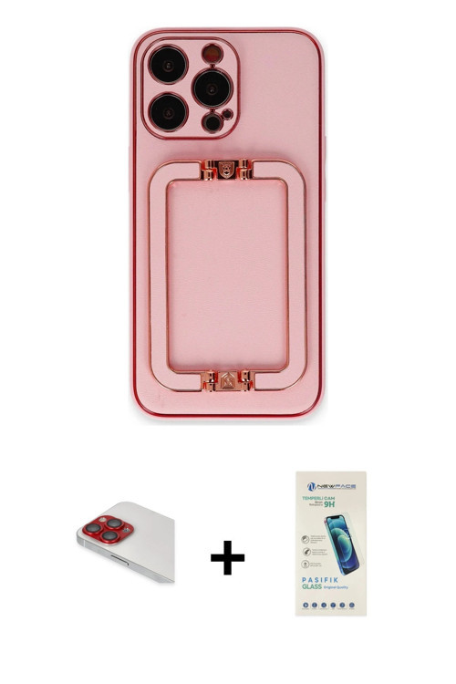 ieg™ iPhone 13 Pro Max Kılıf Kozmos Minimal Prime - Şeffaf Pasifik Cam Ekran Koruyucu + Kırmızı Pers