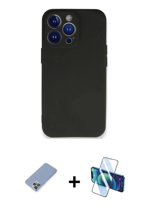 ieg™ iPhone 13 Pro Max Kılıf Kozmos Yansıma Özel Seri - Siyah 3D Antistatik Cam Ekran Koruyucu + Koy