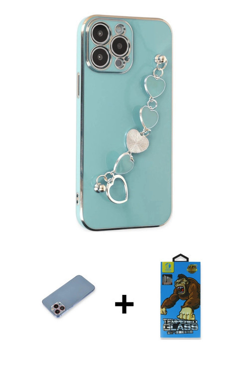 ieg™ iPhone 13 Pro Max Kılıf Nova Işık Prime - Siyah 18D Cam Ekran Koruyucu + Pembe Shine Kamera Len