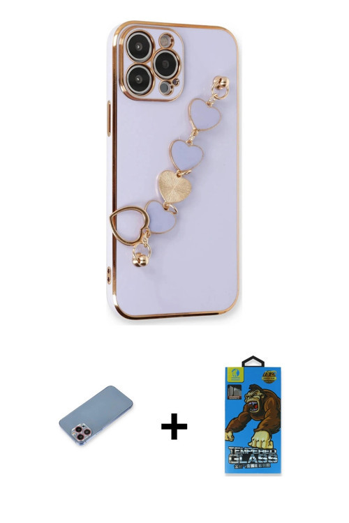 ieg™ iPhone 13 Pro Max Kılıf Nova Işık Prime - Siyah 18D Cam Ekran Koruyucu + Pembe Shine Kamera Len