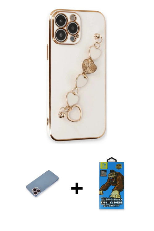 ieg™ iPhone 13 Pro Max Kılıf Nova Işık Prime - Siyah 18D Cam Ekran Koruyucu + Pembe Shine Kamera Len