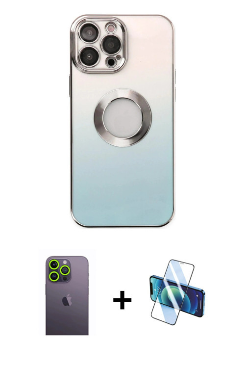 ieg™ iPhone 13 Pro Max Kılıf Kutup Yansıma Özel Seri - Siyah 3D Antistatik Cam Ekran Koruyucu + Yeşi