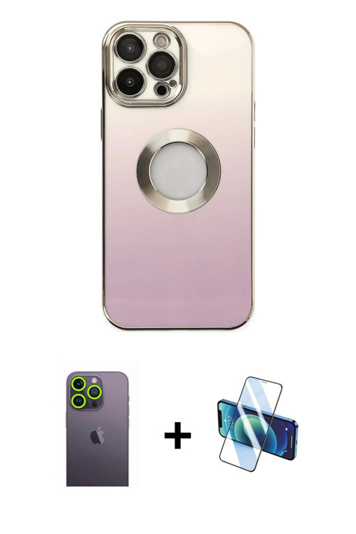 ieg™ iPhone 13 Pro Max Kılıf Kutup Yansıma Özel Seri - Siyah 3D Antistatik Cam Ekran Koruyucu + Yeşi