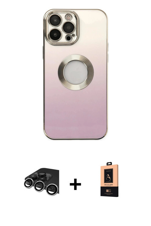 ieg™ iPhone 13 Pro Max Kılıf Kutup Yansıma Özel Seri - Şeffaf Maxco Cam Ekran Koruyucu + Gümüş Raze