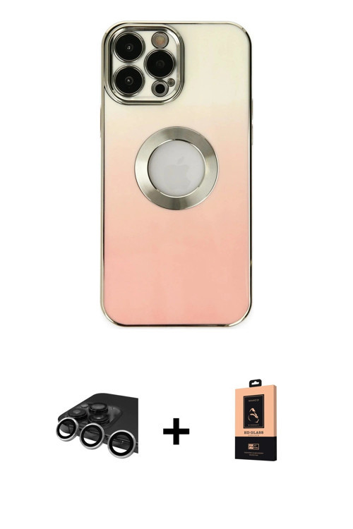 ieg™ iPhone 13 Pro Max Kılıf Kutup Yansıma Özel Seri - Şeffaf Maxco Cam Ekran Koruyucu + Gümüş Raze