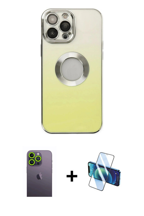 ieg™ iPhone 13 Pro Max Kılıf Kutup Yansıma Özel Seri - Siyah 3D Antistatik Cam Ekran Koruyucu + Yeşi