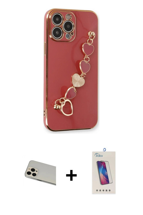 ieg™ iPhone 13 Pro Max Kılıf Nova Işık Prime - Siyah Joko 5D Cam + Rose Gold Rainbow Kamera Lens Kor