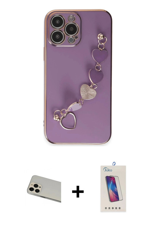 ieg™ iPhone 13 Pro Max Kılıf Nova Işık Prime - Siyah Joko 5D Cam + Rose Gold Rainbow Kamera Lens Kor