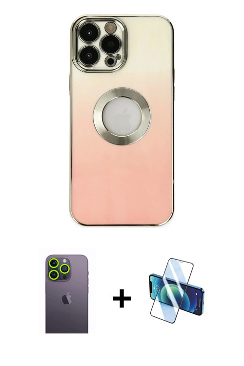ieg™ iPhone 13 Pro Max Kılıf Kutup Yansıma Özel Seri - Siyah 3D Antistatik Cam Ekran Koruyucu + Yeşi
